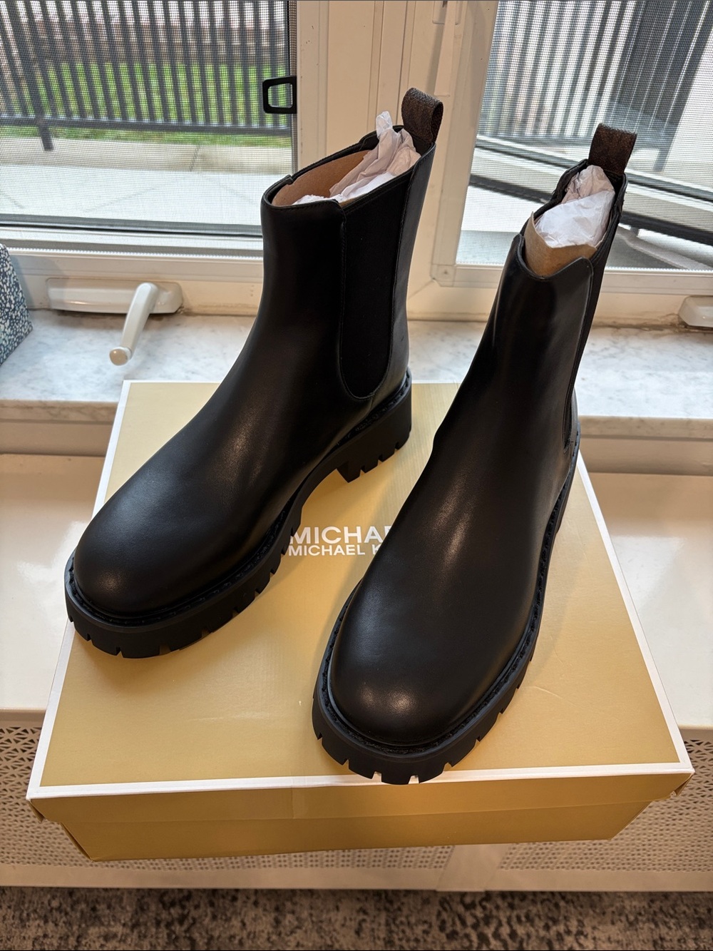 BRAND NEW IN BOX Michael Kors Black Leather Asher Flat Booties